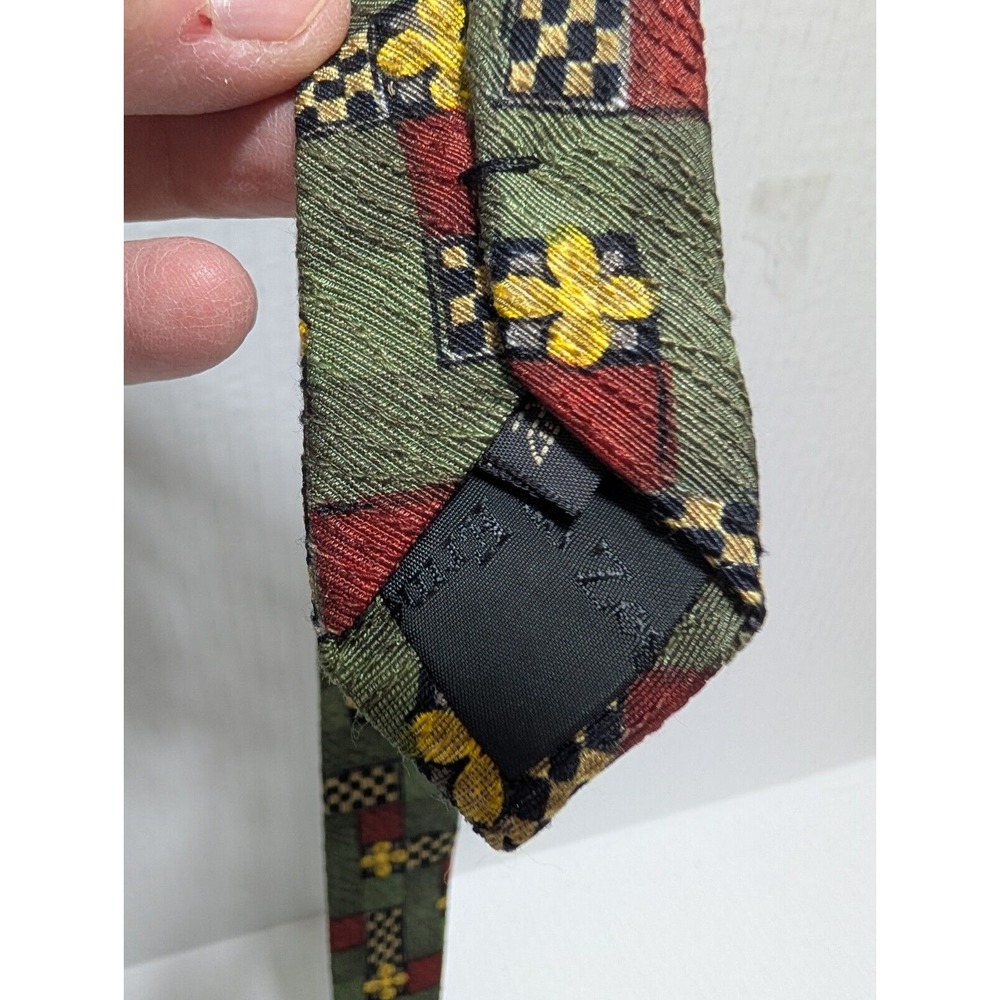 Ermenegildo Zegna Necktie Multicolor Geometric Silk Textured Tie All Over‎ Italy - Picture 3 of 8